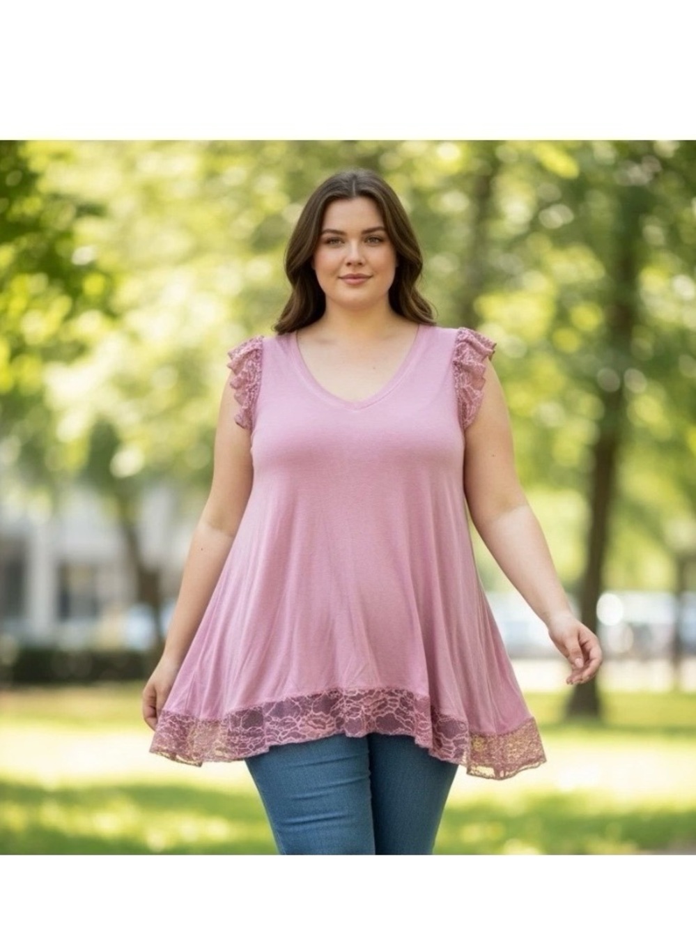 Torrid Super Soft Lace Flutter Sleeve Swing Top Mauvewood Pink 40260890 Size 1 X